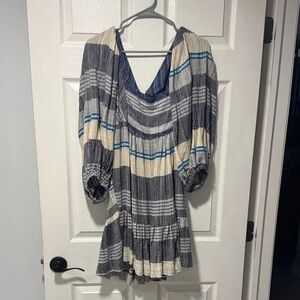 Striped Dress in Blue and Cream
